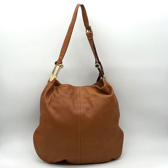 Badgley Mischka Acorn Brown Leather Hobo Bag - Picture 2 of 10